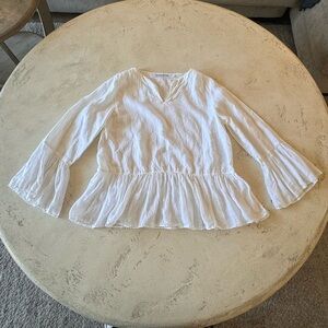 European Culture White Flowy Blouse